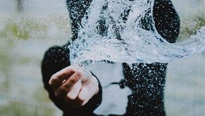 Preview wallpaper spray, water, hands, bubble, burst