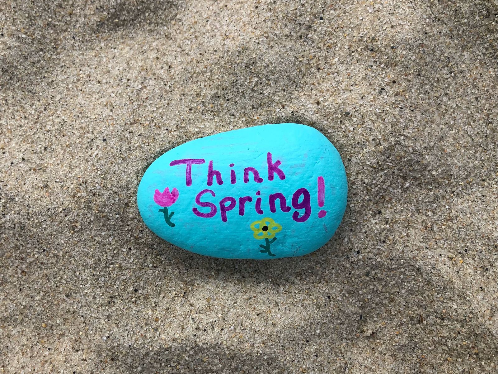 1600x1200 Wallpaper spring, phrase, words, inscription, stone, sand