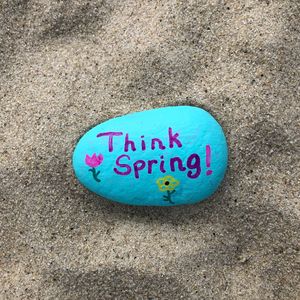 Preview wallpaper spring, phrase, words, inscription, stone, sand