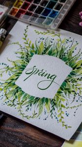 Preview wallpaper spring, word, lettering, paint, watercolor