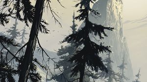 Preview wallpaper spruce, art, forest, winter, branches