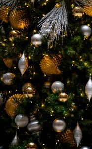 Preview wallpaper spruce, balls, decorations, new year, christmas