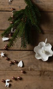 Preview wallpaper spruce, candle, decoration, christmas