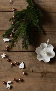 Preview wallpaper spruce, candle, decoration, christmas