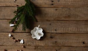 Preview wallpaper spruce, candle, decoration, christmas