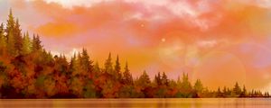 Preview wallpaper spruce, lake, forest, trees, art