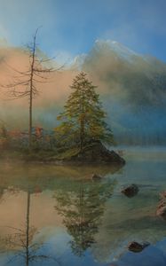 Preview wallpaper spruce, mountains, lake, tree, reflection