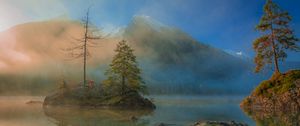Preview wallpaper spruce, mountains, lake, tree, reflection