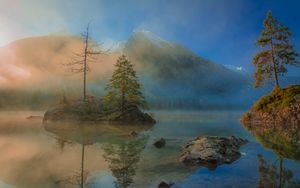 Preview wallpaper spruce, mountains, lake, tree, reflection