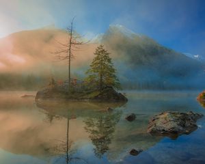 Preview wallpaper spruce, mountains, lake, tree, reflection