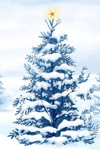 Preview wallpaper spruce, star, snow