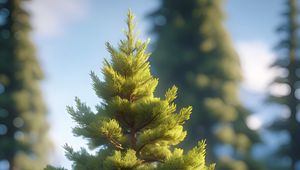 Preview wallpaper spruce, tree, pine needles, blur