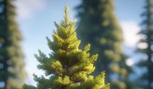 Preview wallpaper spruce, tree, pine needles, blur