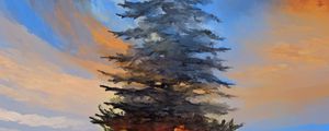 Preview wallpaper spruce, tree, sky, illusion, art