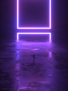 Preview wallpaper squares, neon, silhouette, dark, art
