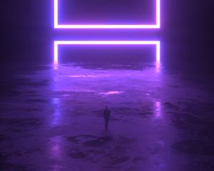 Preview wallpaper squares, neon, silhouette, dark, art