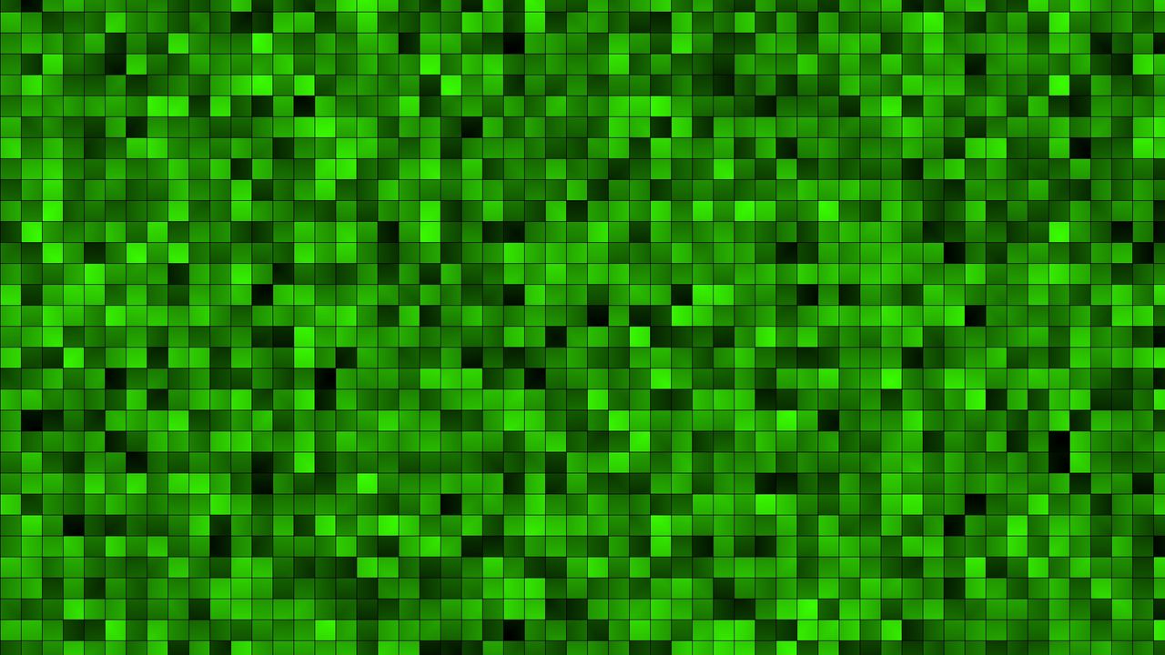 Wallpaper squares, pixels, green, texture