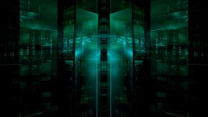 Preview wallpaper squares, reflection, abstraction, green, dark