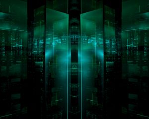 Preview wallpaper squares, reflection, abstraction, green, dark