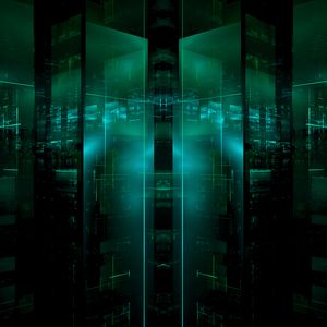 Preview wallpaper squares, reflection, abstraction, green, dark