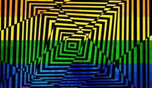 Preview wallpaper squares, stripes, shapes, illusion, broken, colorful, abstraction