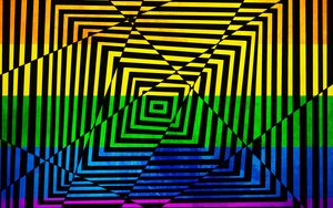 Preview wallpaper squares, stripes, shapes, illusion, broken, colorful, abstraction
