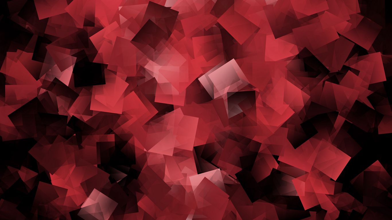 1366x768 Wallpaper squares, transparent, intersection, red, abstraction