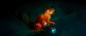 Preview wallpaper squirrel, art, christmas toy, dark