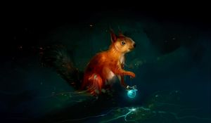 Preview wallpaper squirrel, art, christmas toy, dark