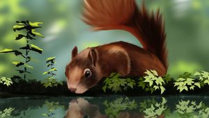 Preview wallpaper squirrel, beast, reflection, art