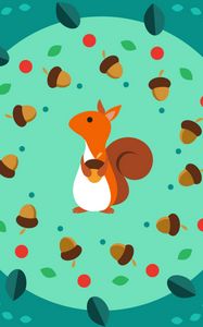 Preview wallpaper squirrel, nuts, acorn, art