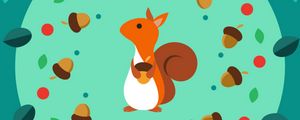 Preview wallpaper squirrel, nuts, acorn, art
