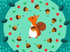 Preview wallpaper squirrel, nuts, acorn, art