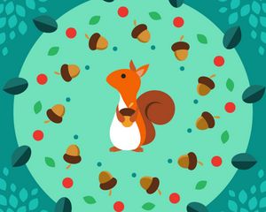 Preview wallpaper squirrel, nuts, acorn, art