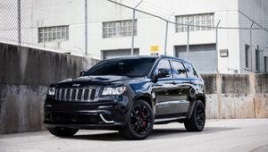 Preview wallpaper srt-8, cherokee, grand, jeep, black, side view