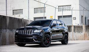 Preview wallpaper srt-8, cherokee, grand, jeep, black, side view