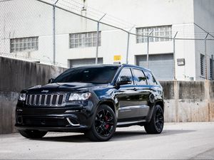 Preview wallpaper srt-8, cherokee, grand, jeep, black, side view