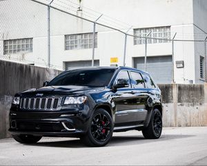 Preview wallpaper srt-8, cherokee, grand, jeep, black, side view