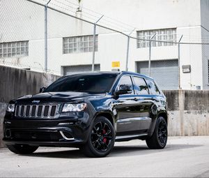 Preview wallpaper srt-8, cherokee, grand, jeep, black, side view