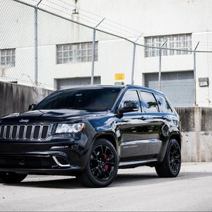 Preview wallpaper srt-8, cherokee, grand, jeep, black, side view