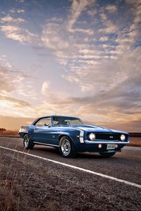 Preview wallpaper ss, classic, american, camaro, chevrolet, 1969, blue