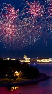 Preview wallpaper st petersburg, night, red sails, fireworks, sailboat