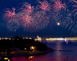 Preview wallpaper st petersburg, night, red sails, fireworks, sailboat