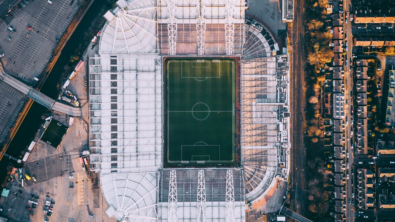 Wallpaper stadium, football field, aerial view, football