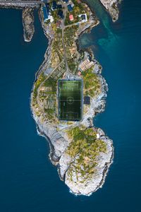 Preview wallpaper stadium, island, city, aerial view, sea