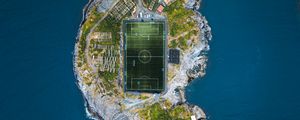 Preview wallpaper stadium, island, city, aerial view, sea