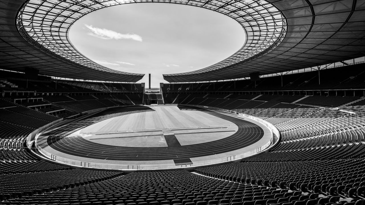 Wallpaper stadium, stands, seats, sports, black and white