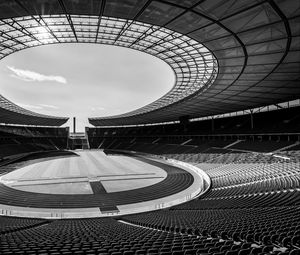 Preview wallpaper stadium, stands, seats, sports, black and white