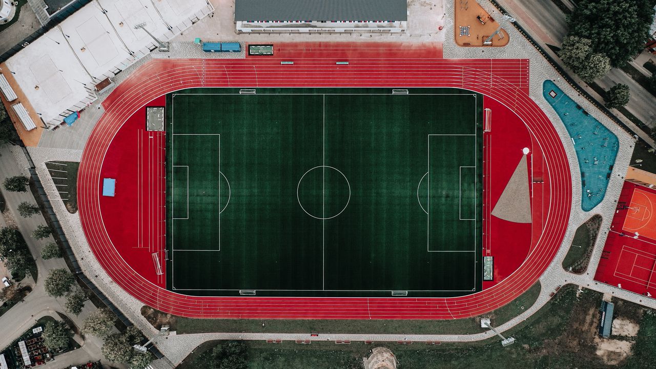 Wallpaper stadium, top view, treadmill