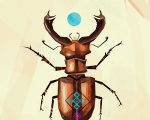 Preview wallpaper stag beetle, beetle, art, pattern